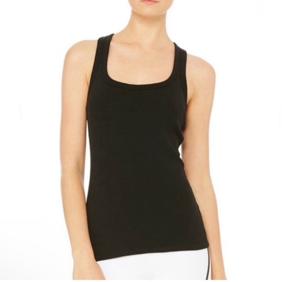 ALO YOGA Black Ribbed Racerback Tank - Picture 4 of 4